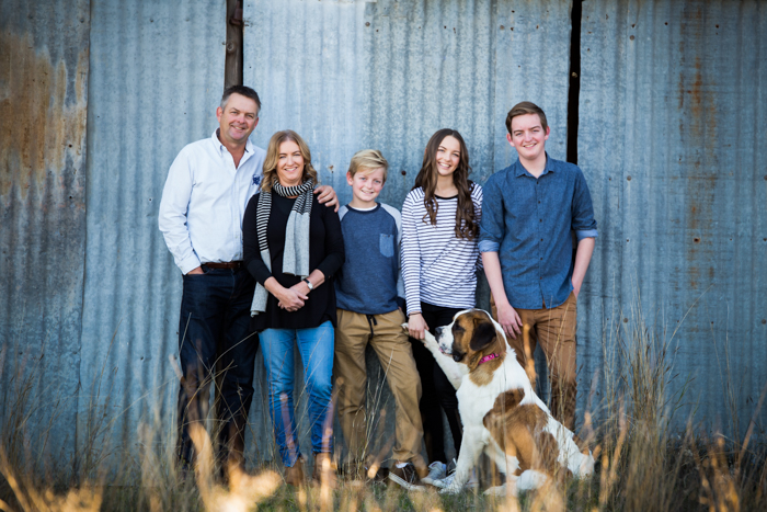 Family Country Portrait with St Bernard Dog