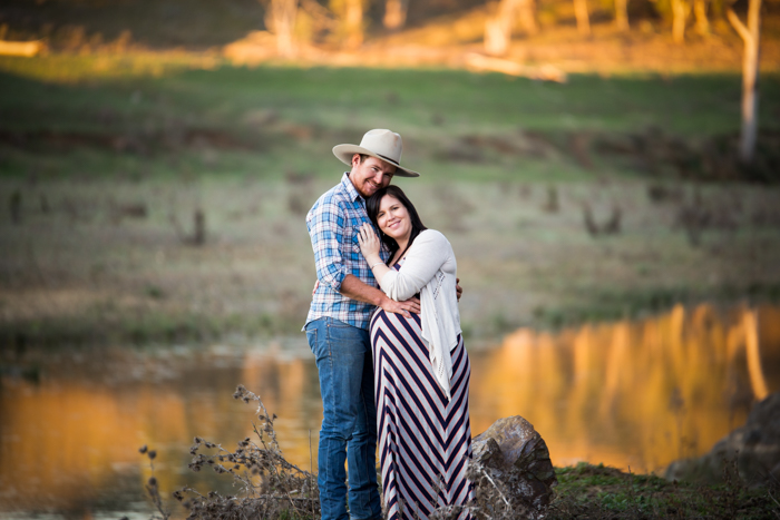 Maternity Photography Tamworth NSW, Golden Sunset reflection in river